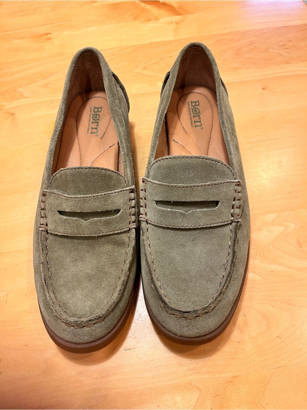 Born Women’s Olive Suede Penny Loafers
